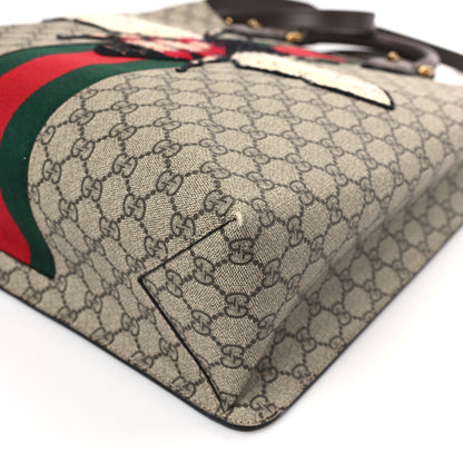 Gucci GG Supreme Monogram Web Animalier Bee Vertical Tote Brown 9 of 9