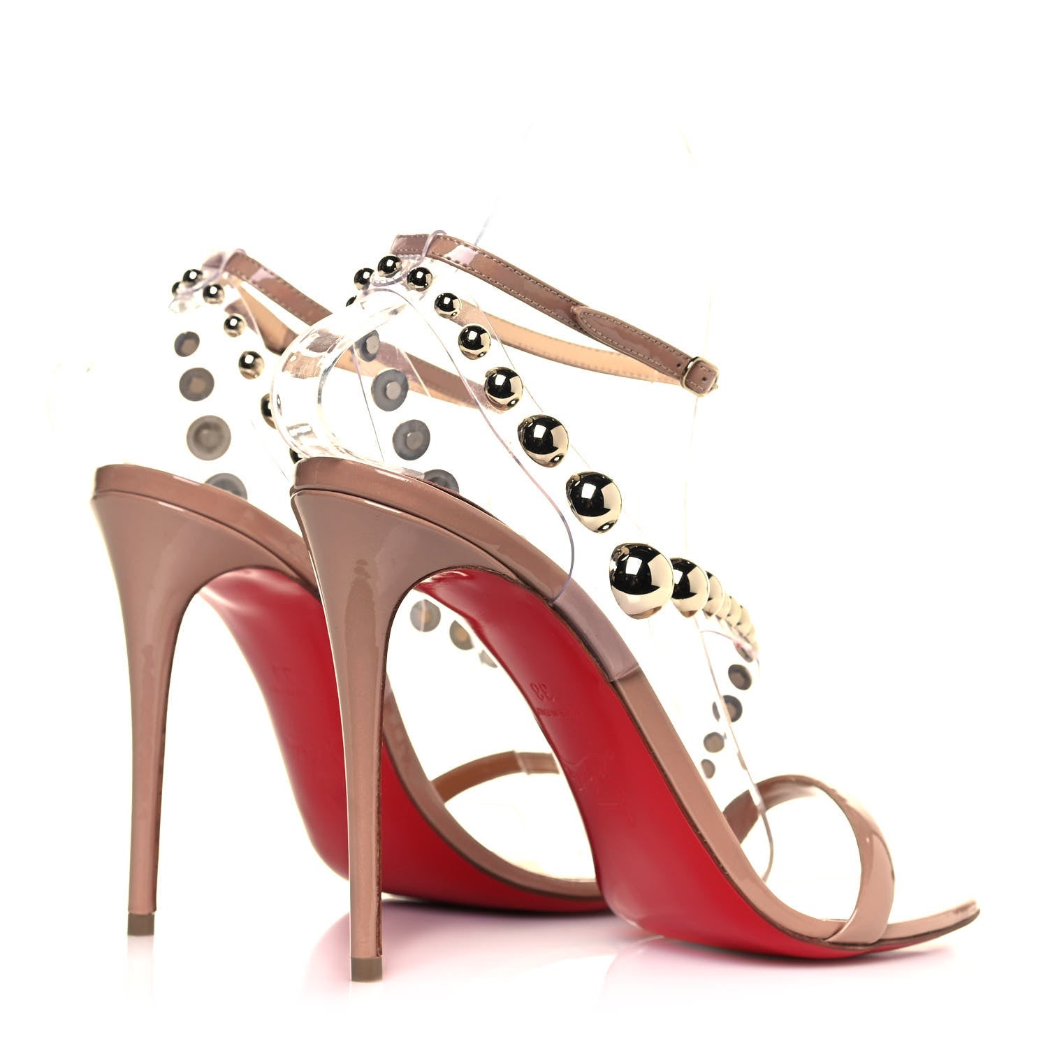 Christian Louboutin Patent PVC Corinetta 100 Sandals 38 Nude 4 of 7