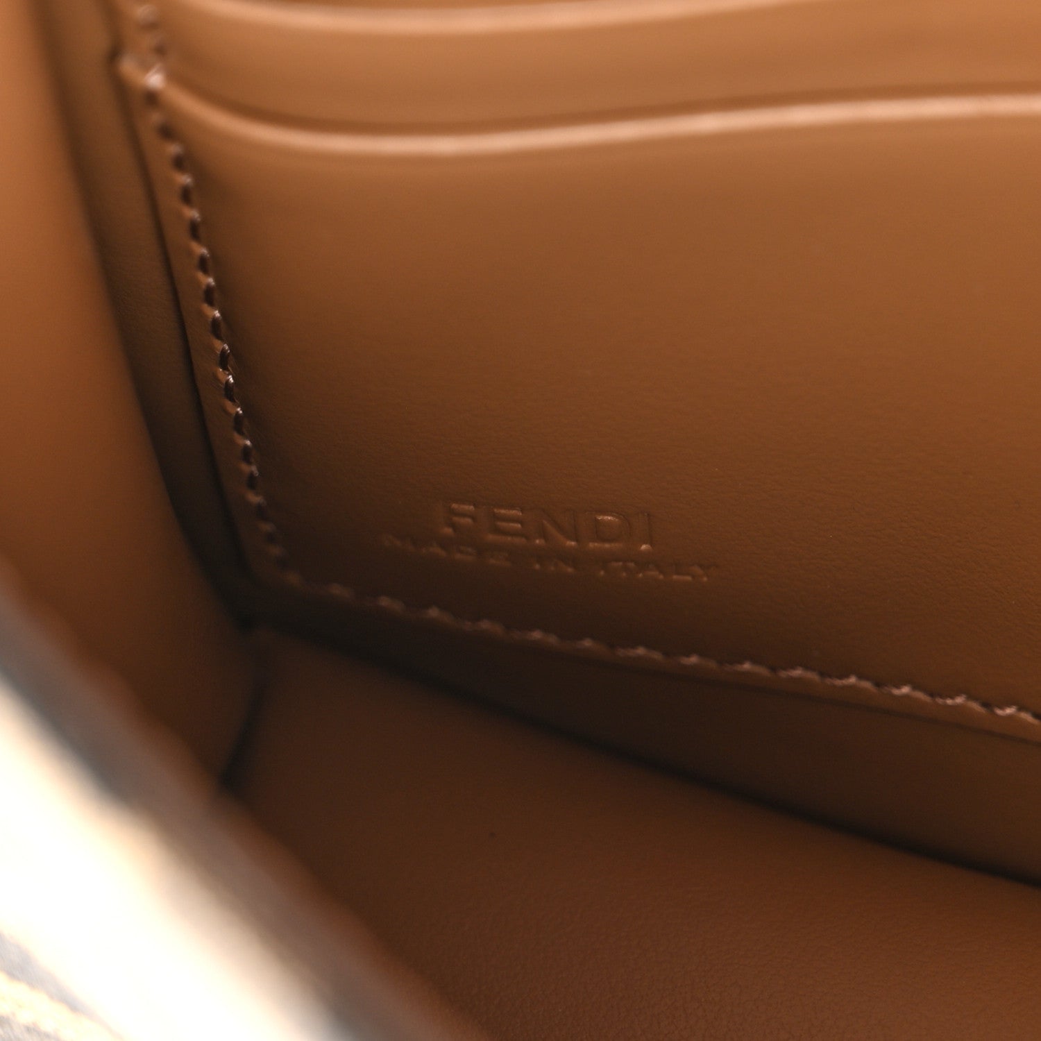 Fendi Fabric Jacquard FF 1974 Wallet On Chain Tobacco Moro 6 of 10