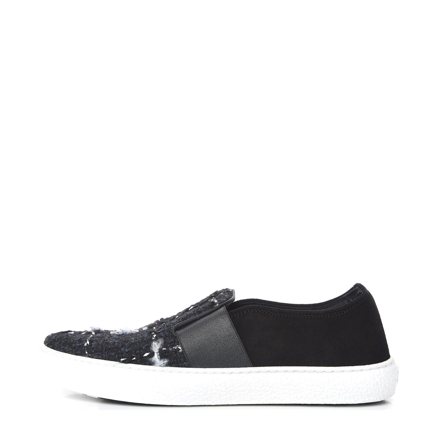 Suede Calfskin Tweed Sneakers 38.5 Black