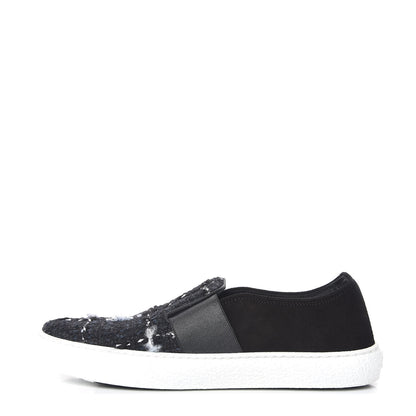 Chanel Suede Calfskin Tweed Sneakers 38.5 Black 1 of 8