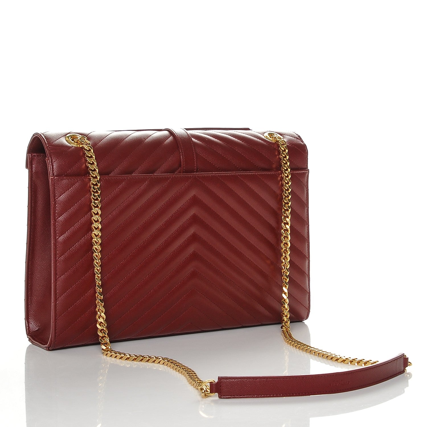 Saint Laurent Grain De Poudre Matelasse Chevron Large Monogram Satchel Oxblood 3 of 6