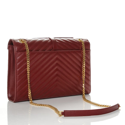 Saint Laurent Grain De Poudre Matelasse Chevron Large Monogram Satchel Oxblood 3 of 6