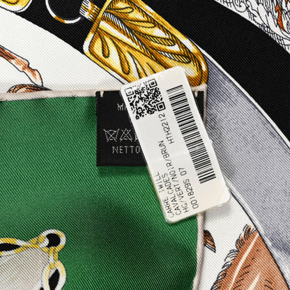 Hermes Silk Cavalcades Scarf 90 Vert Black Brun 3 of 5