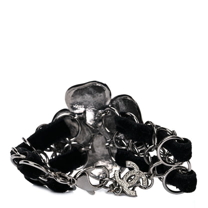 Chanel Velvet Resin CC Camellia Chain Bracelet Black 3 of 4