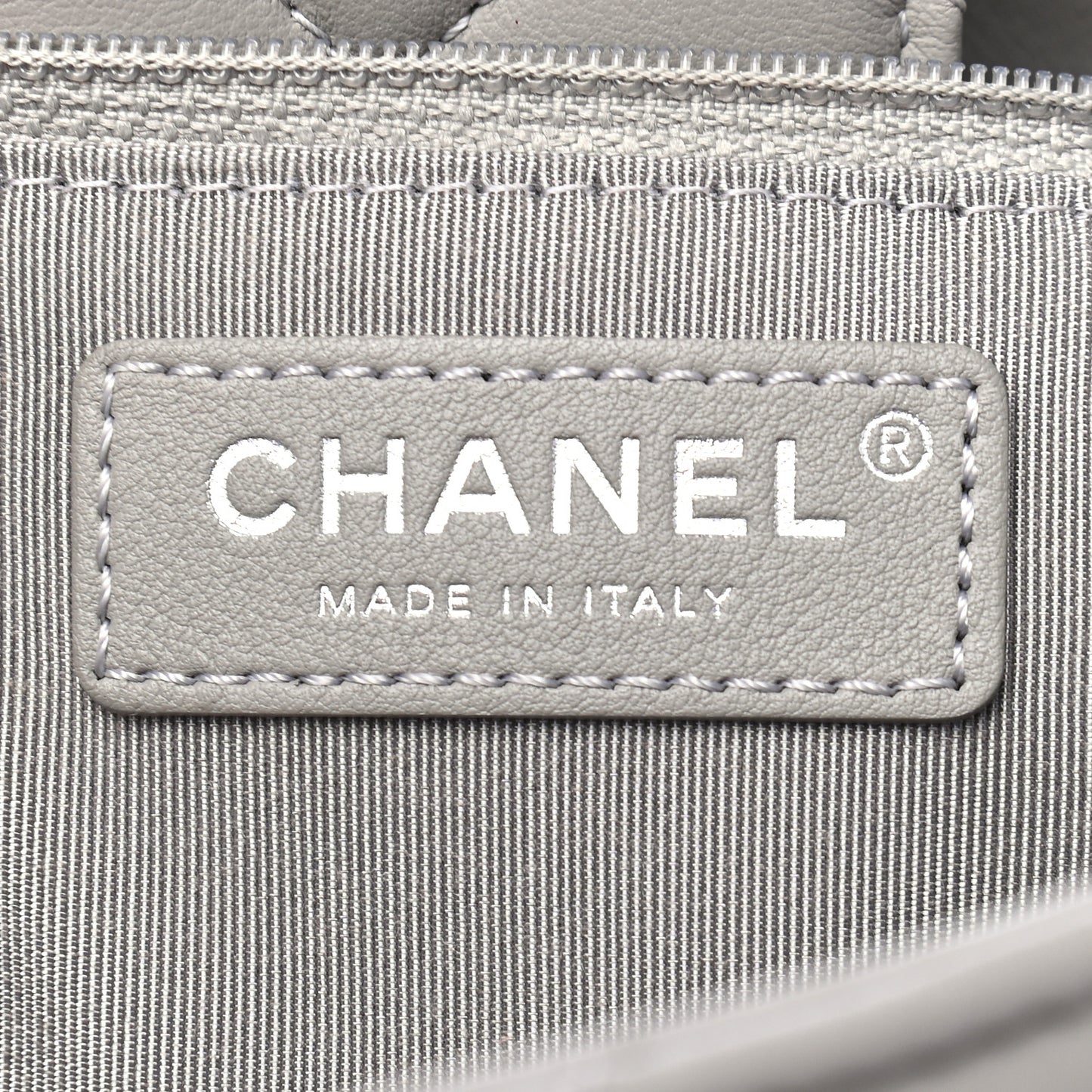 Calfskin Quilted Large Classic Shopping Tote Grey