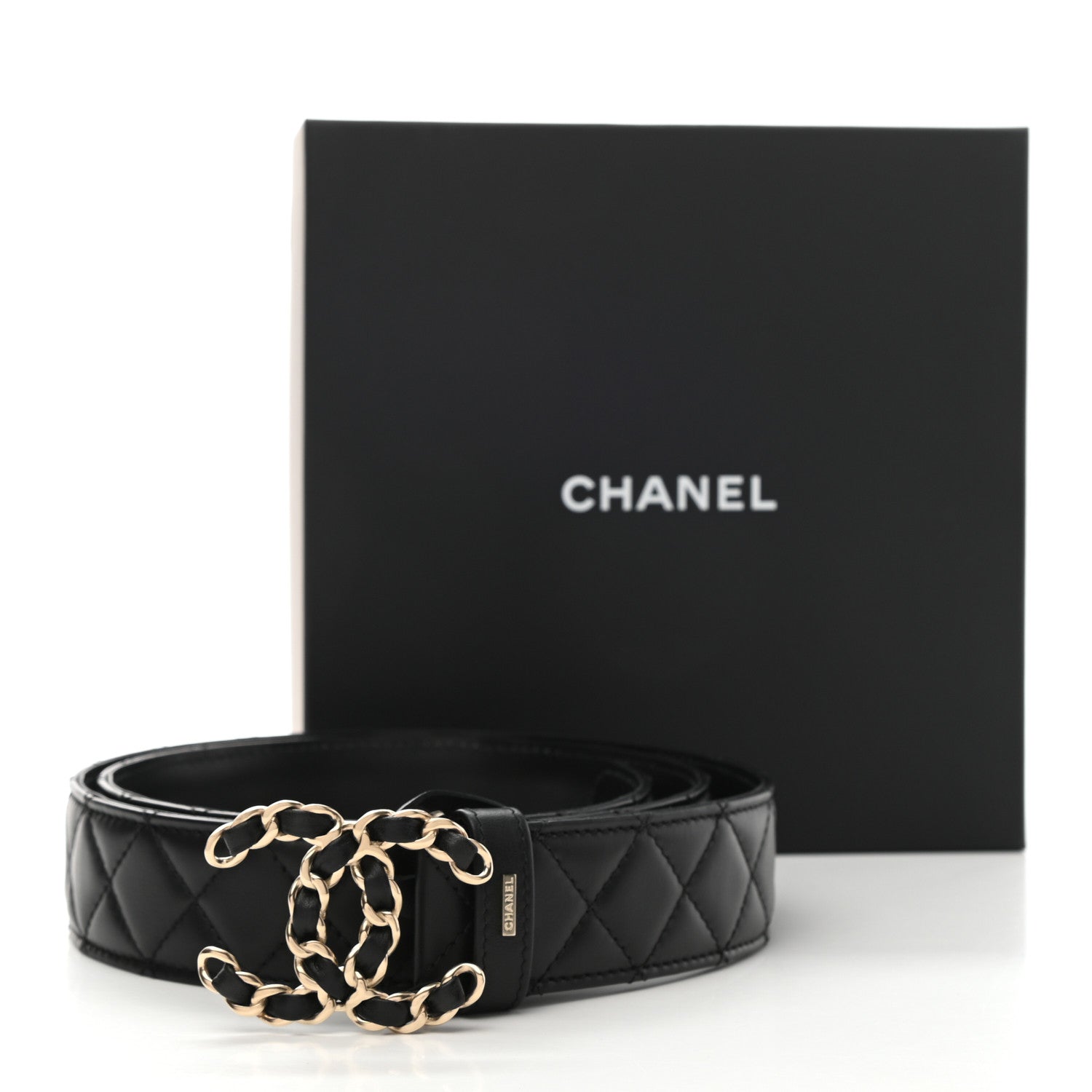 Chanel Calfskin Quilted CC Chain Belt 90 36 Black 8 of 8