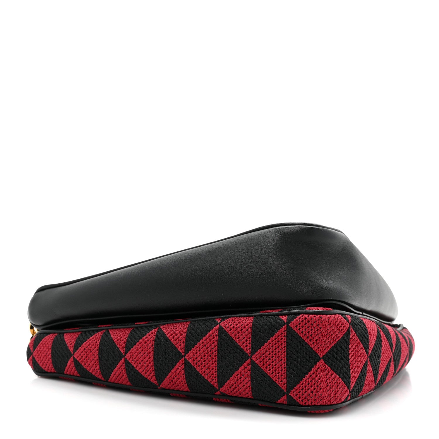 Prada Jacquard Calfskin Triangolo Symbole Embroidered Mini Triangle Double Bag Black Ciliegia 4 of 9
