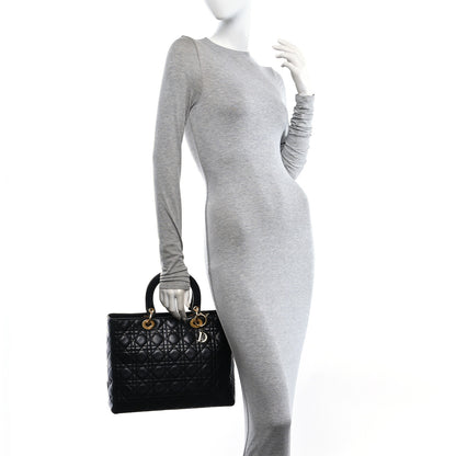 Christian Dior Lambskin Cannage Large Lady Dior Black 2 of 10