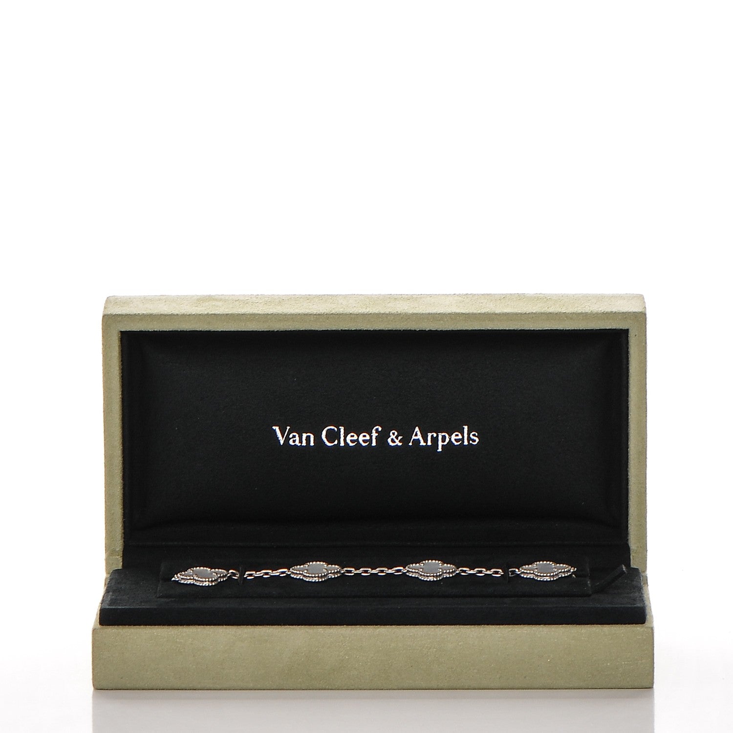 Van Cleef & Arpels 18K White Gold Mother of Pearl 5 Motifs Vintage Alhambra Bracelet 4 of 4