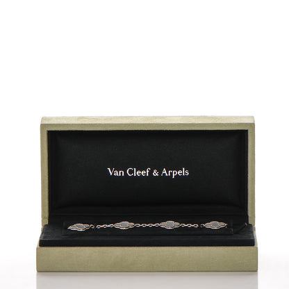 Van Cleef & Arpels 18K White Gold Mother of Pearl 5 Motifs Vintage Alhambra Bracelet 4 of 4