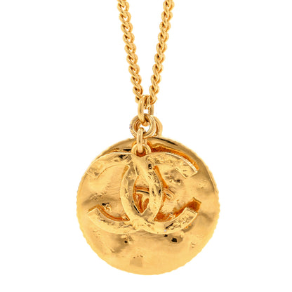 Chanel Metal Resin CC Round Pendant Necklace Gold Black 4 of 6