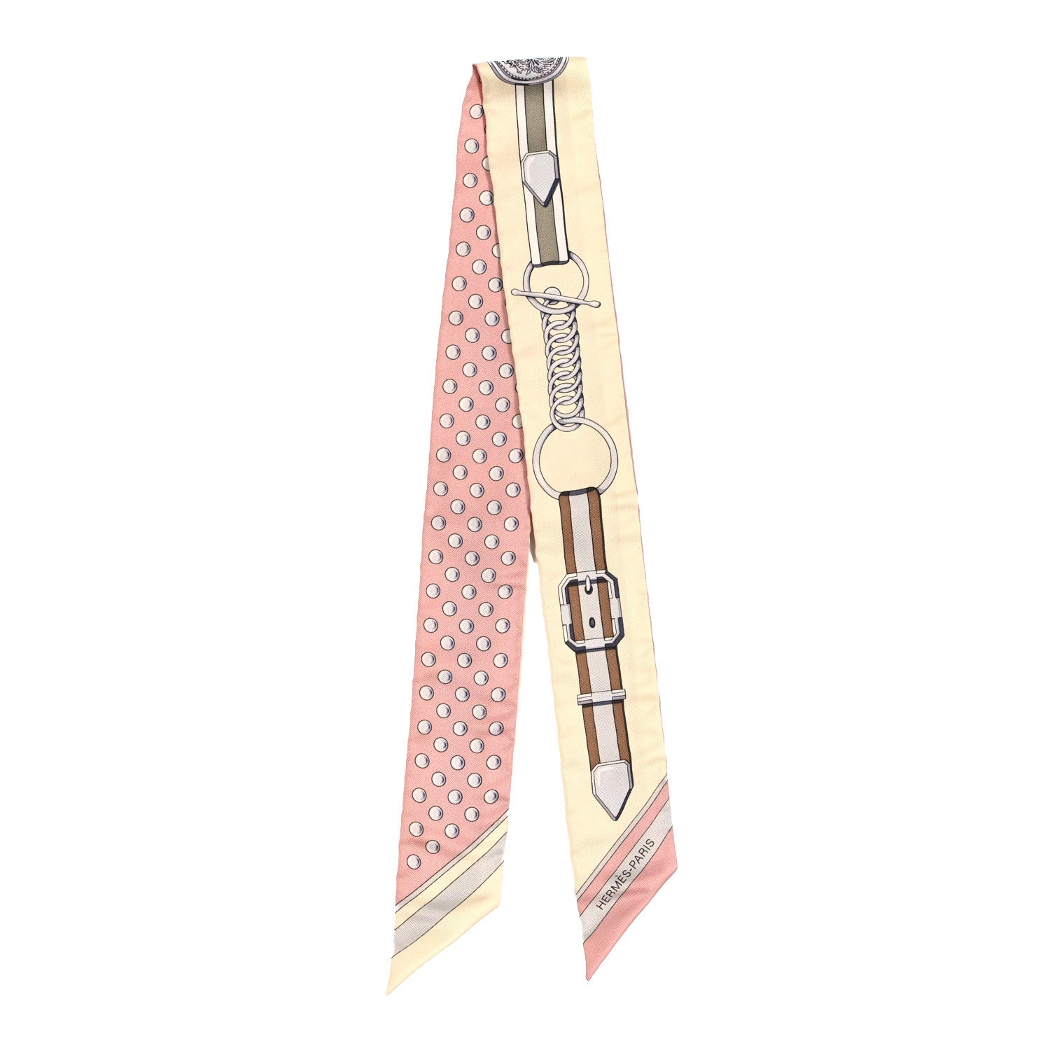 Hermes Silk Grand Tralala Twilly Rose Poudre Jaune 2 of 4