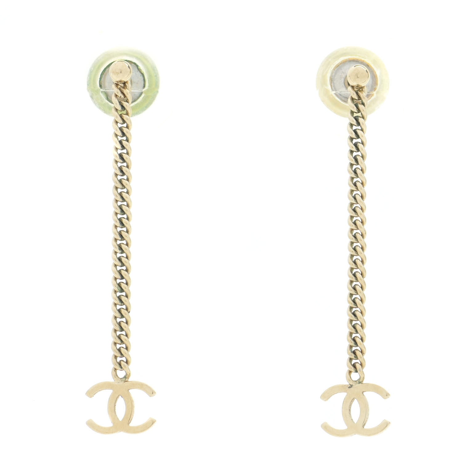 Chanel CC Long Drop Earrings Gold 1 of 4