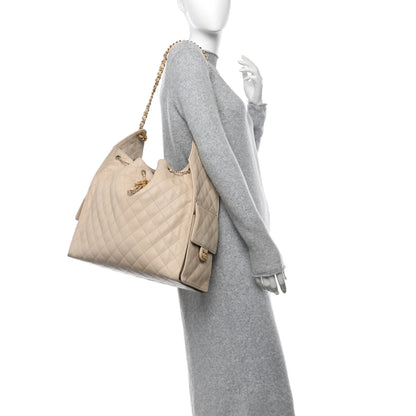 Chanel Caviar Quilted Large Chanel 25 Handbag Beige 3 of 13