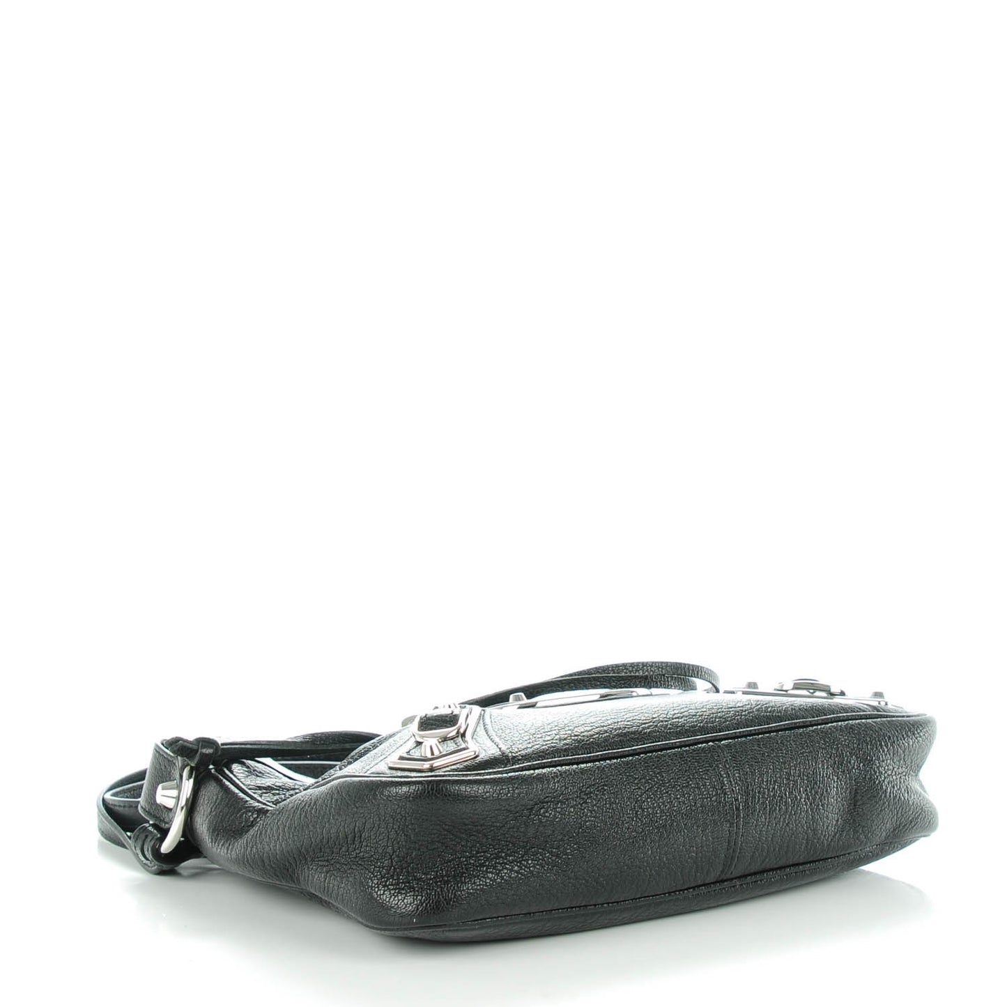 Chevre Silver Metallic Edge Hardware Hip Black