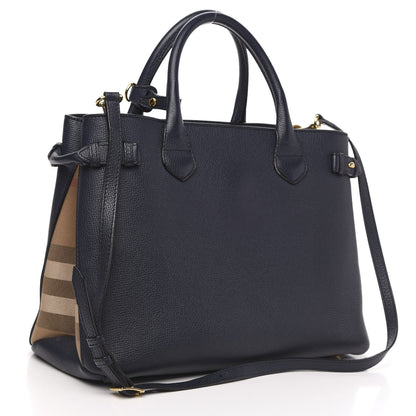 Burberry Calfskin House Check Medium Banner Tote Ink Blue 4 of 12