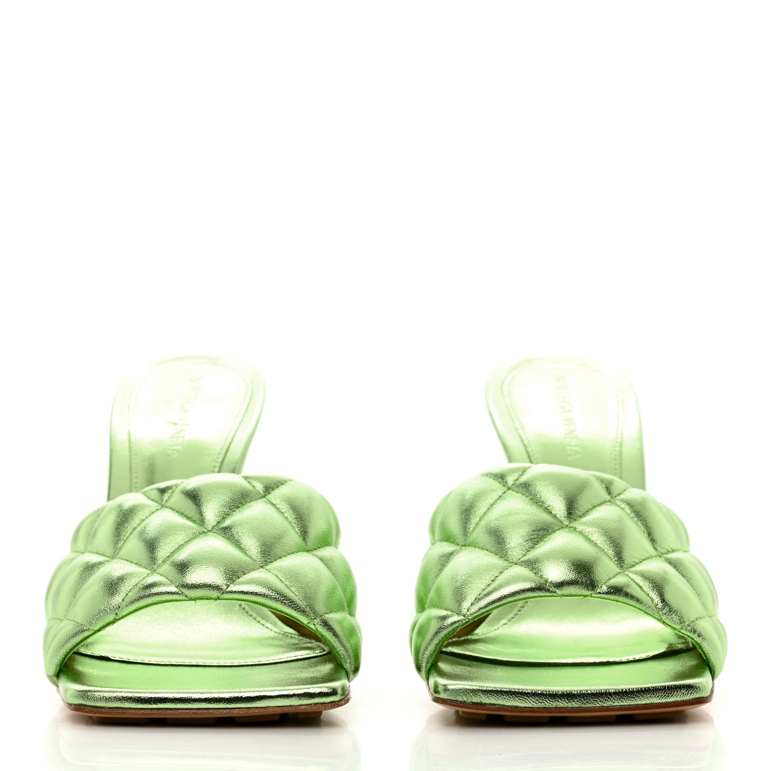 Bottega Veneta Metallic Nappa Reflection Matelasse Padded Mule Sandals 38 Pistachio 2 of 7