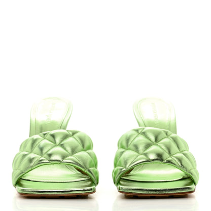 Bottega Veneta Metallic Nappa Reflection Matelasse Padded Mule Sandals 38 Pistachio 2 of 7