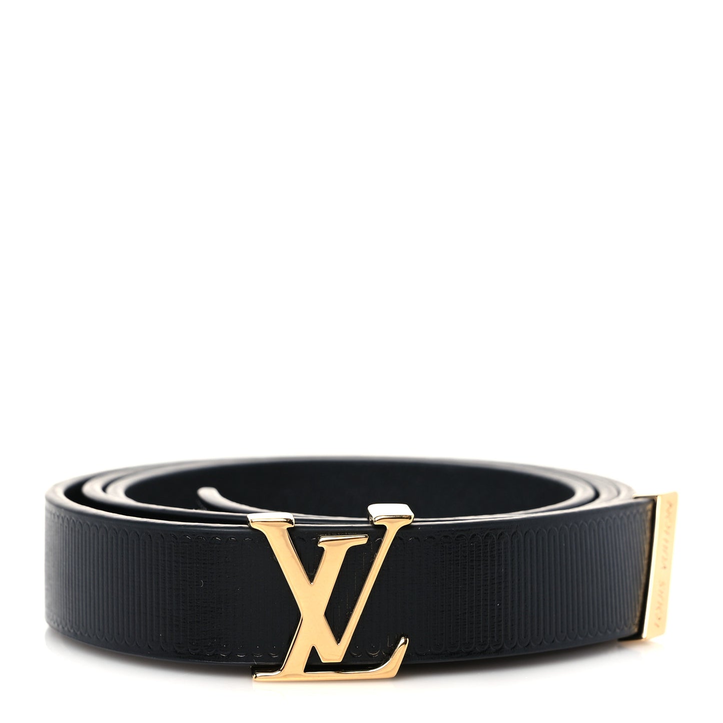 Calfskin Embossed LV Initiales 20mm Belt 75 30 Black