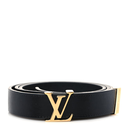 Louis Vuitton Calfskin Embossed LV Initiales 20mm Belt 75 30 Black 1 of 6