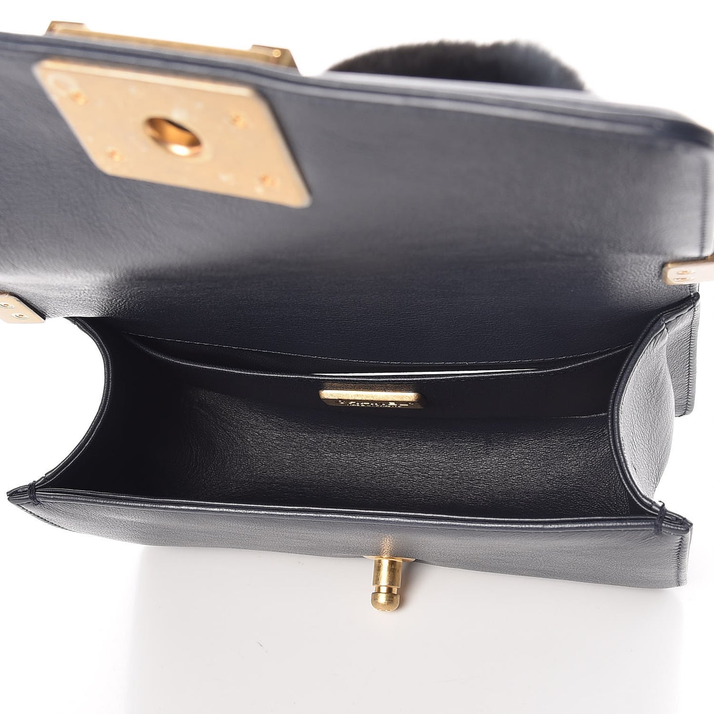 Orylag Rabbit Fur Calfskin Small Boy Flap Navy