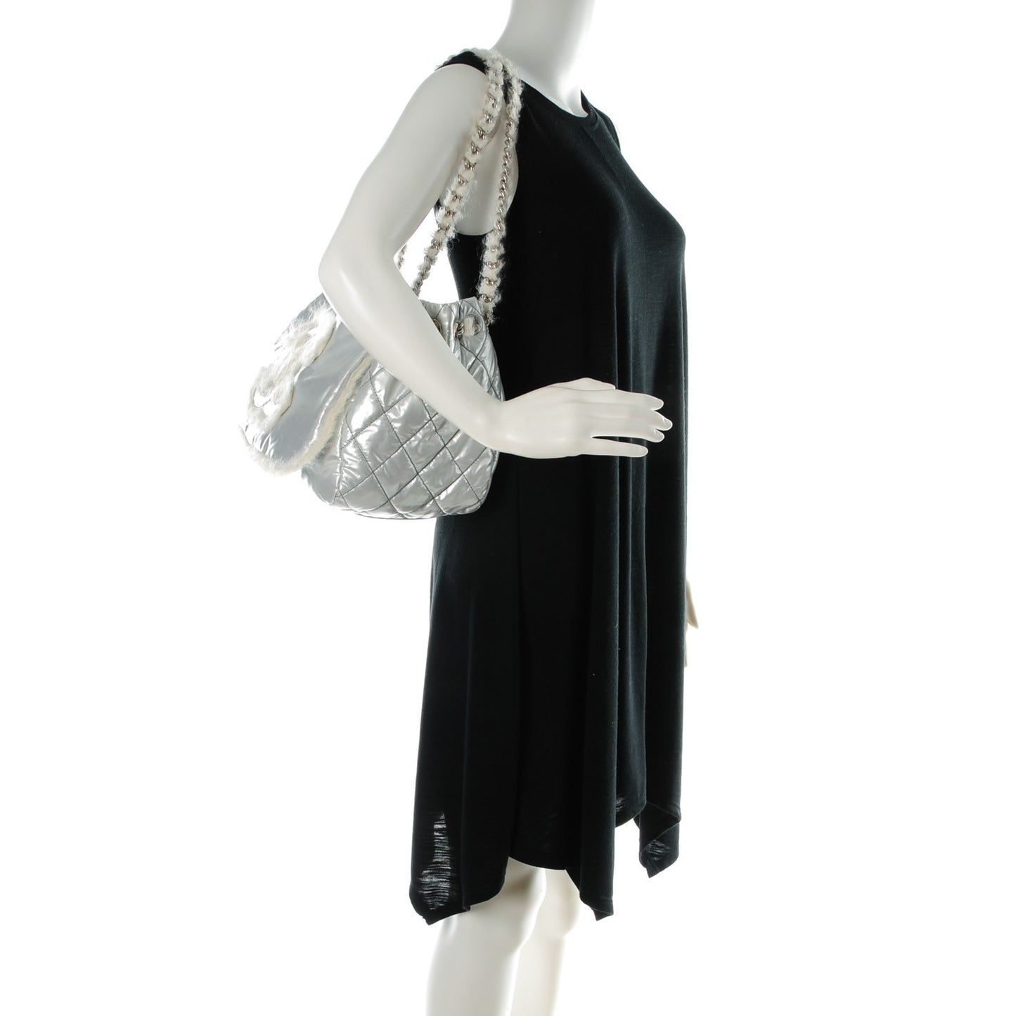 Vinyl Mohair Trimmed Accordion Arctic Polar Ice Flap Silver