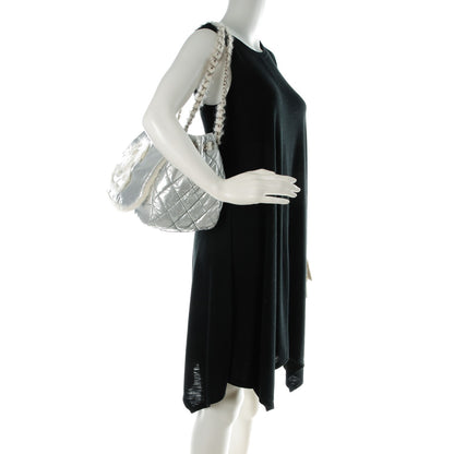 Chanel Vinyl Mohair Trimmed Accordion Arctic Polar Ice Flap Silver 2 of 7