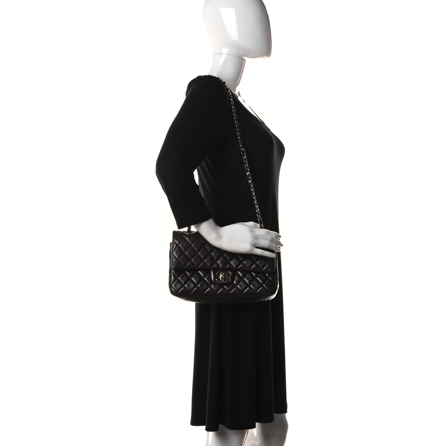 Chanel Lambskin Quilted Medium Double Flap Dark Brown 2 of 18