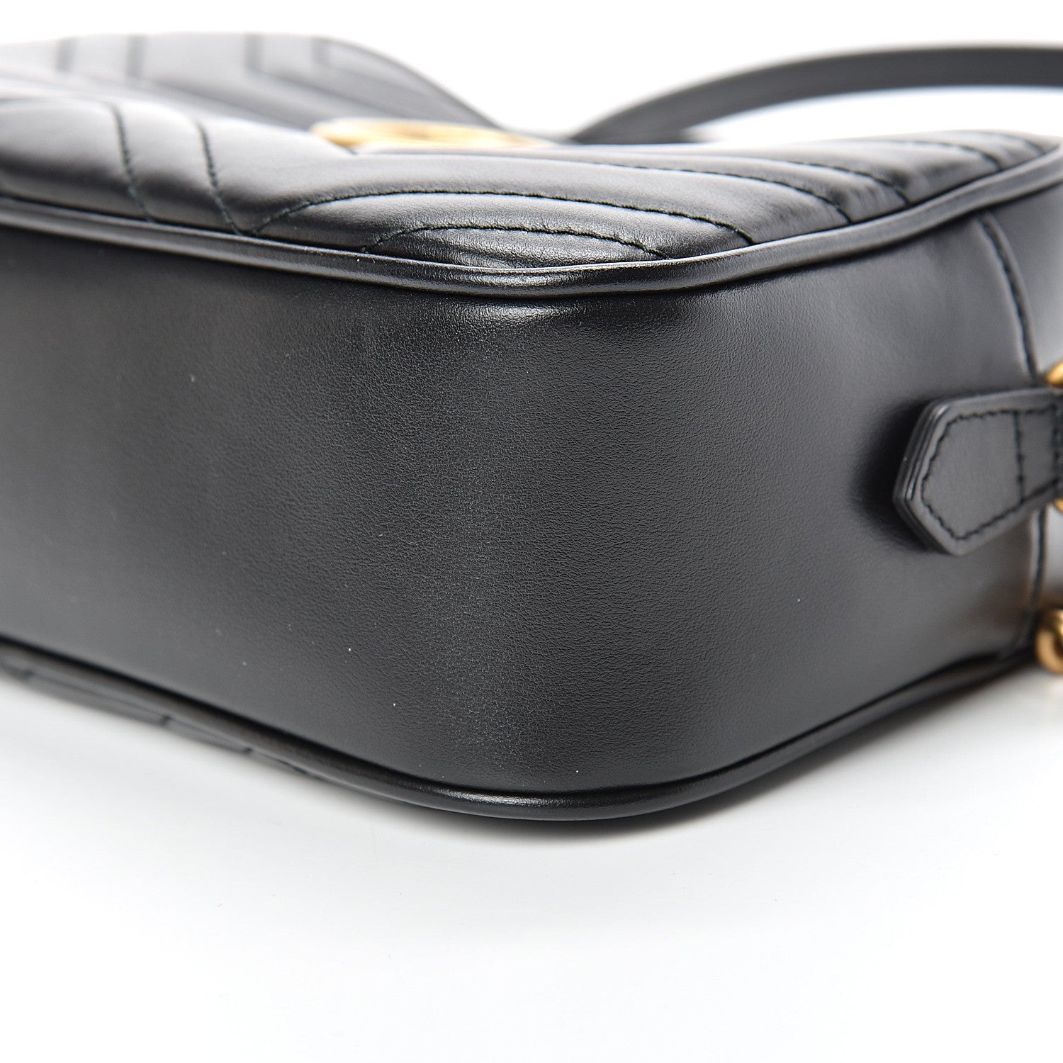 Gucci Calfskin Matelasse Small GG Marmont Chain Shoulder Bag Black 9 of 12