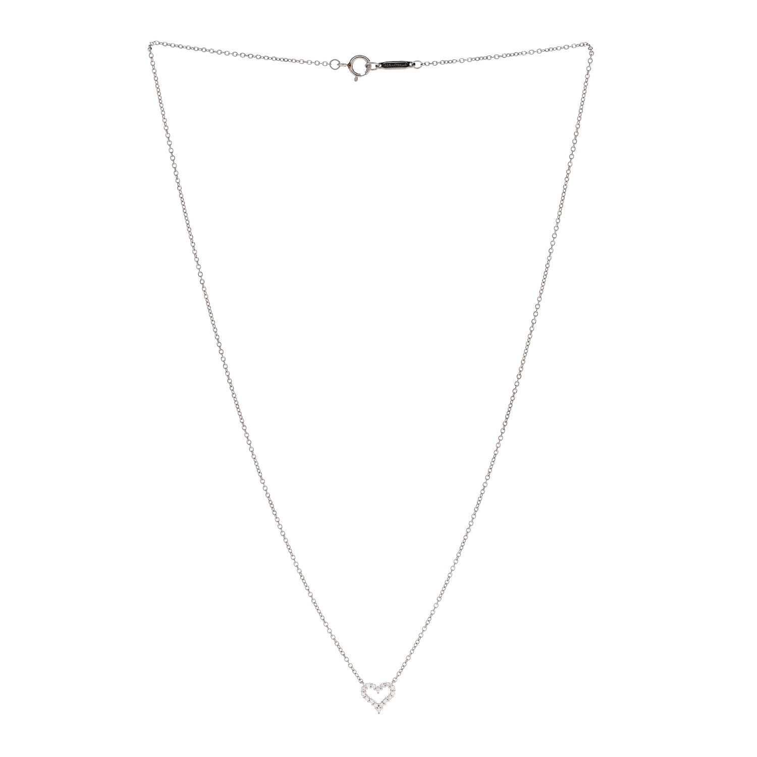 Tiffany Platinum Diamond Extra Mini Heart Pendant Necklace 3 of 7