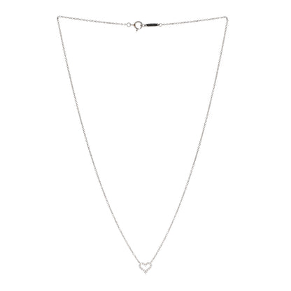 Tiffany Platinum Diamond Extra Mini Heart Pendant Necklace 3 of 7