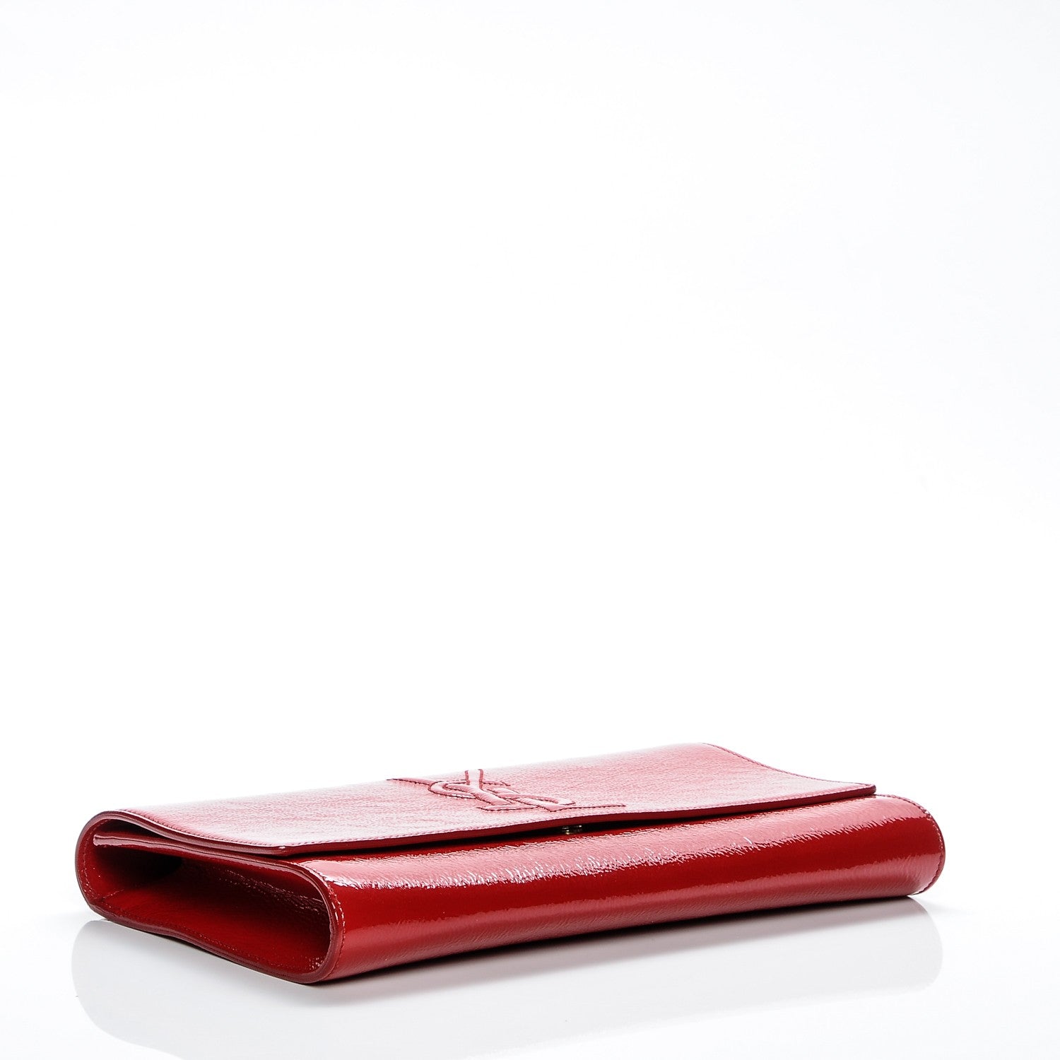 Saint Laurent Textured Patent Monogram Large Belle De Jour Clutch Red 4 of 7