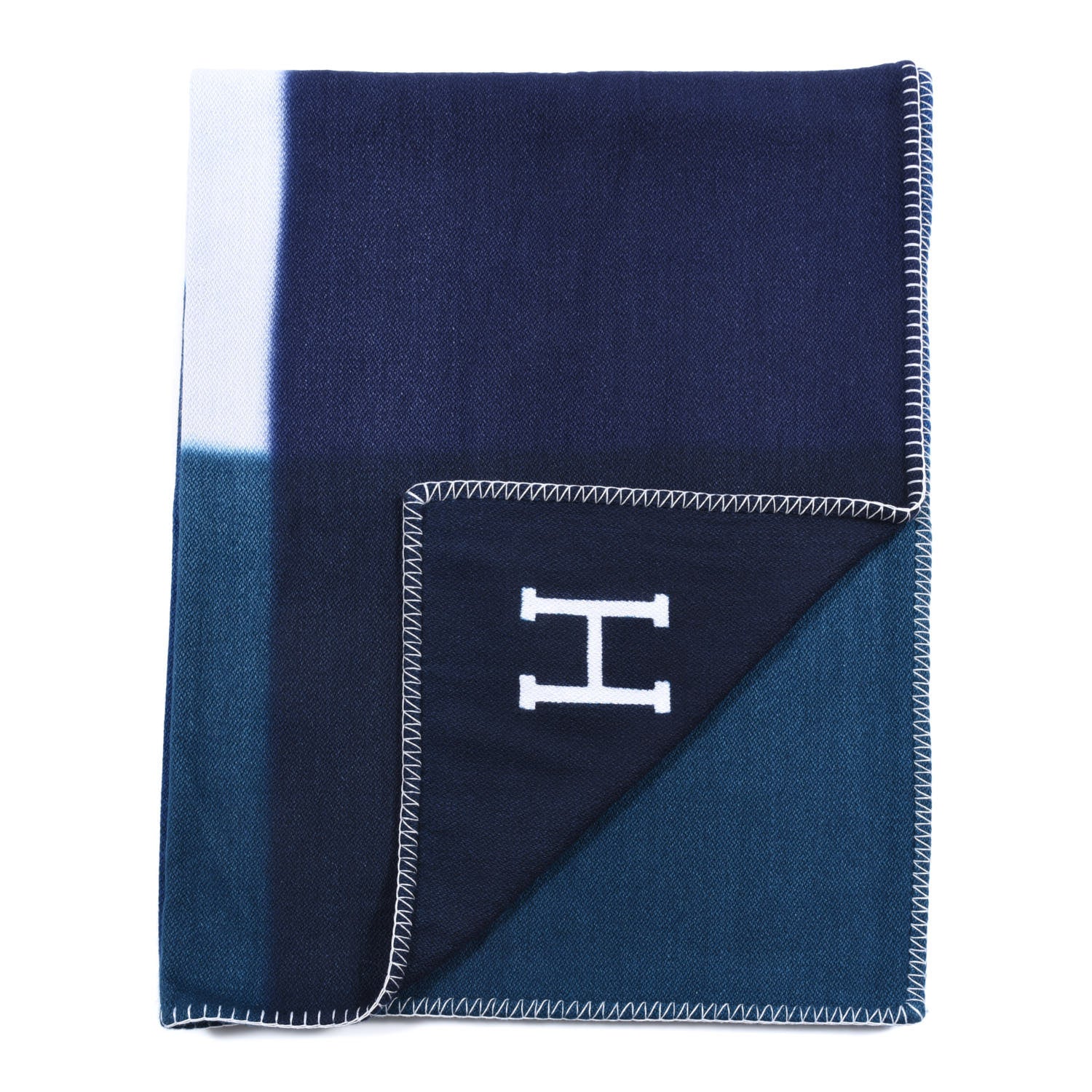 Hermes Cashmere Avalon Tangram Blanket Indigo Emeraude 2 of 4