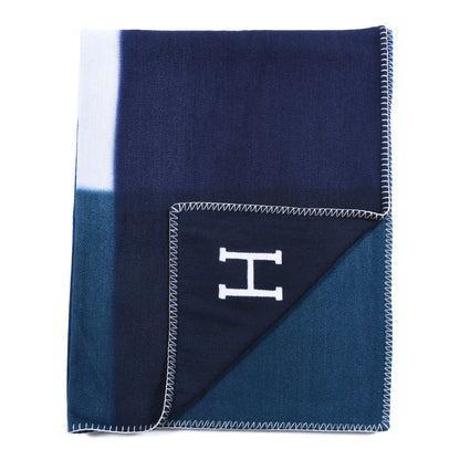 Hermes Cashmere Avalon Tangram Blanket Indigo Emeraude 2 of 4