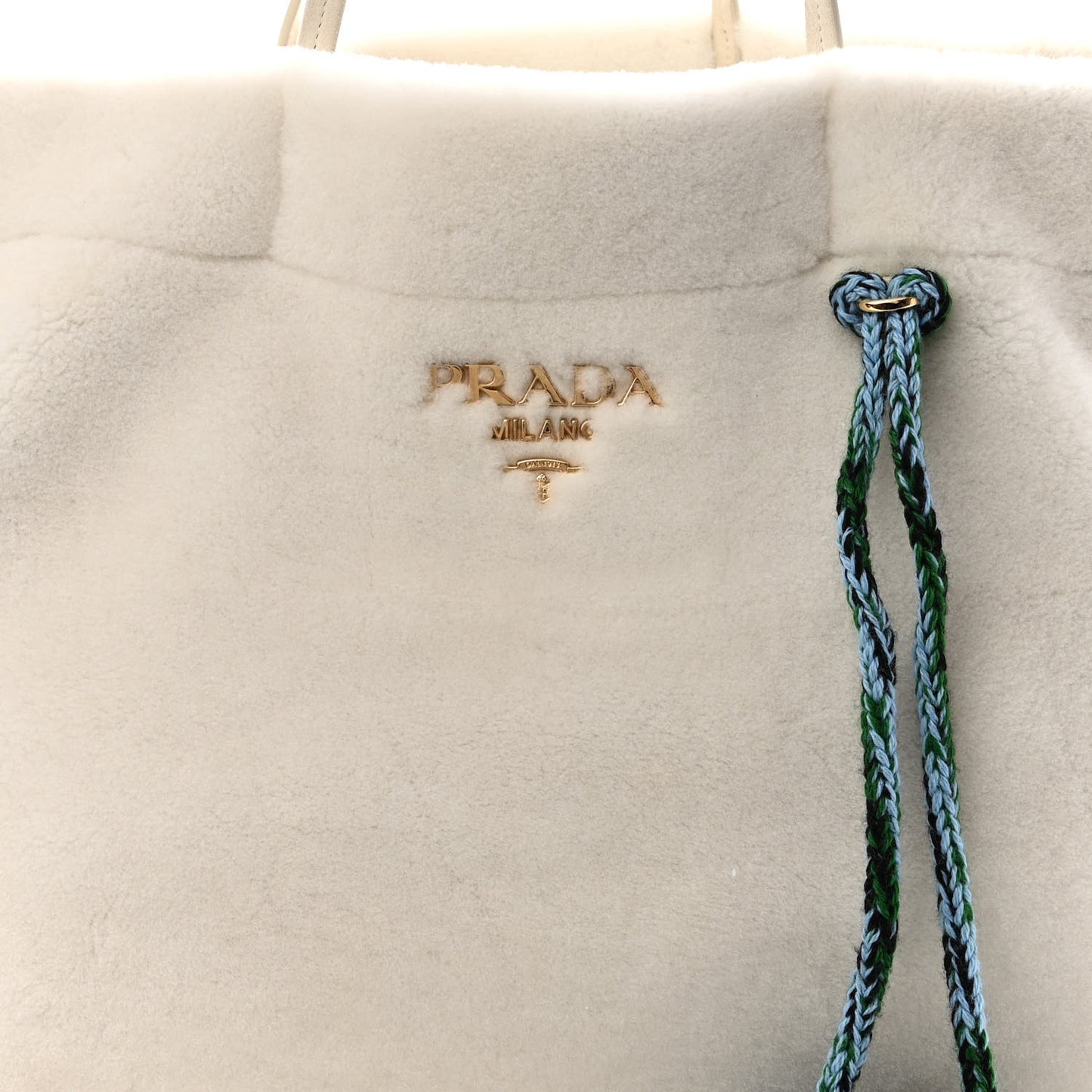 Shearling Saffiano Shoulder Bag White