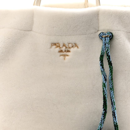 Prada Shearling Saffiano Shoulder Bag White 8 of 10