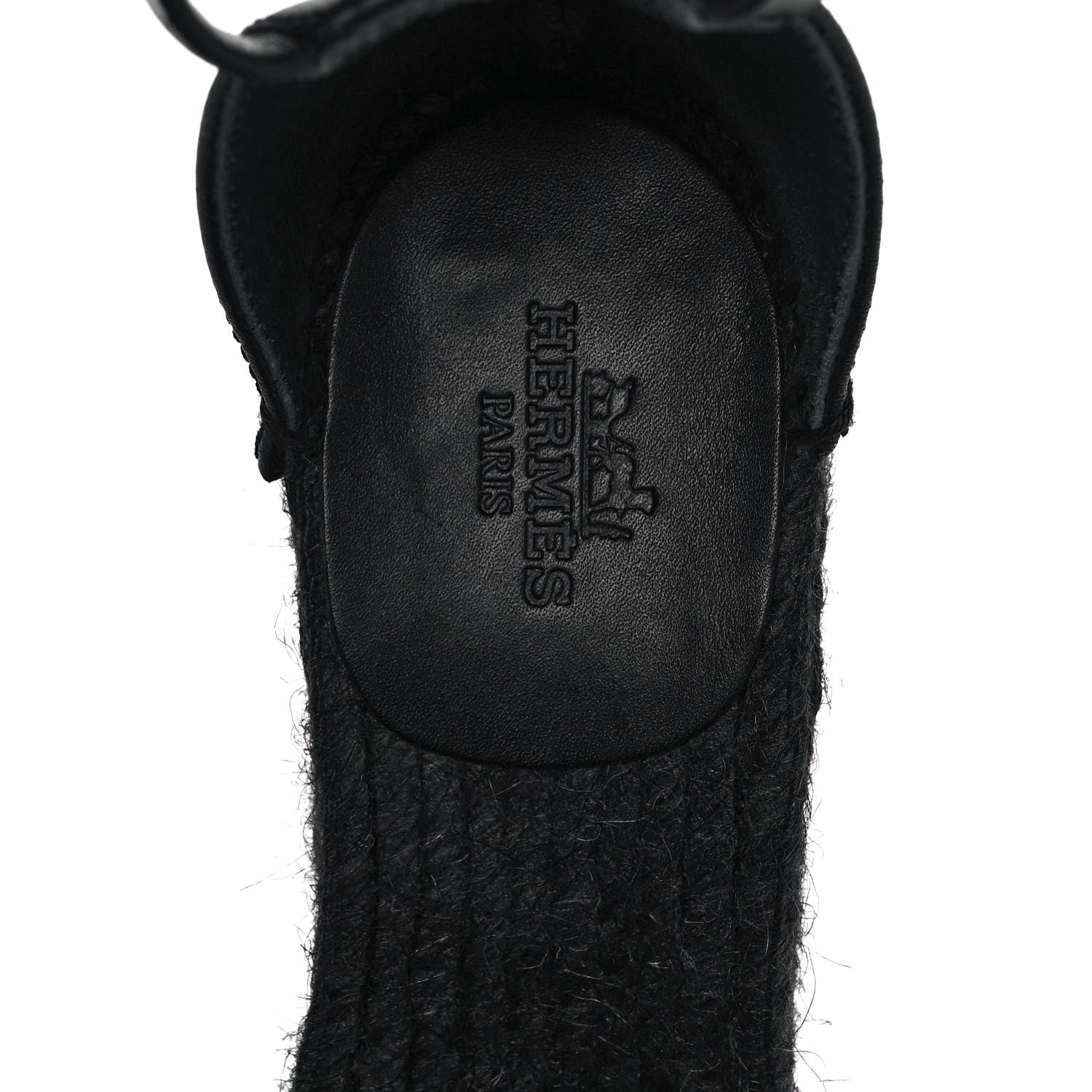 Hermes Calfskin Tivoli Espadrille Wedge Sandals 36 Black 7 of 9