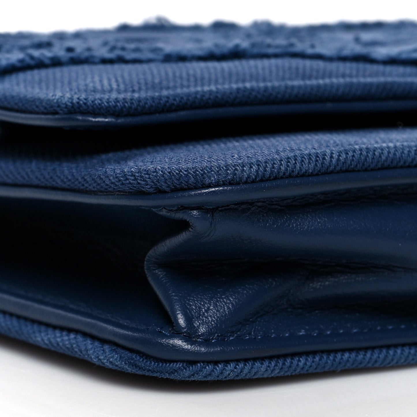 Denim Quilted Coco Wallet On Chain WOC Blue