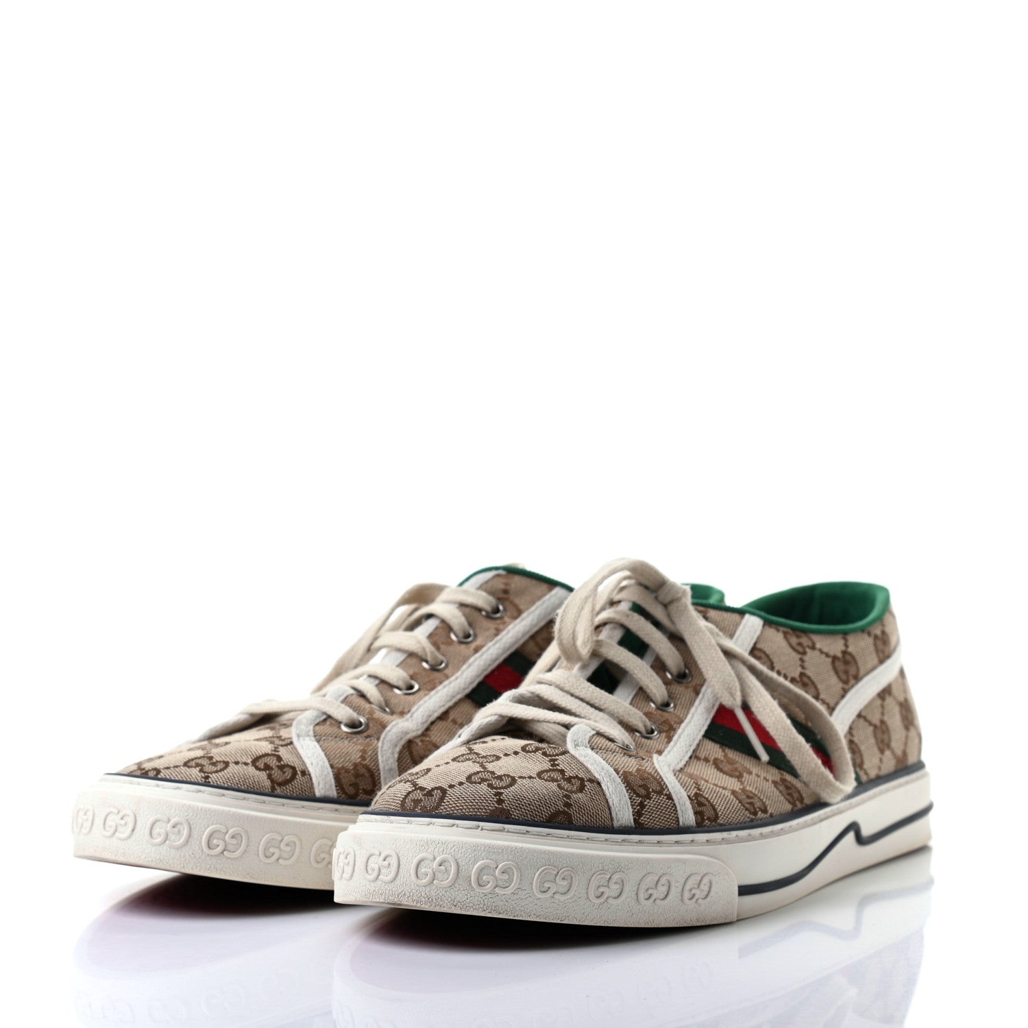 Gucci GG Monogram Web Mens 1977 Tennis Sneakers 11 Beige Ebony Mystic White 3 of 9