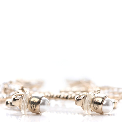 Chanel Crystal Pearl Drop Letter Earrings Silver 3 of 4