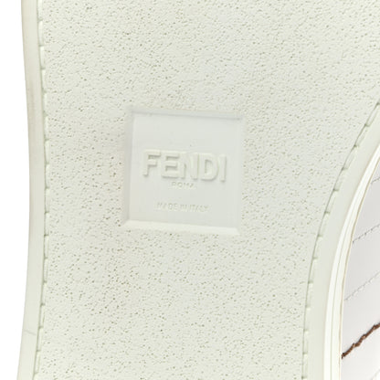 Fendi Calfskin Fabric Jacquard FF Mens Low Top Sneakers 8 White Black 6 of 8