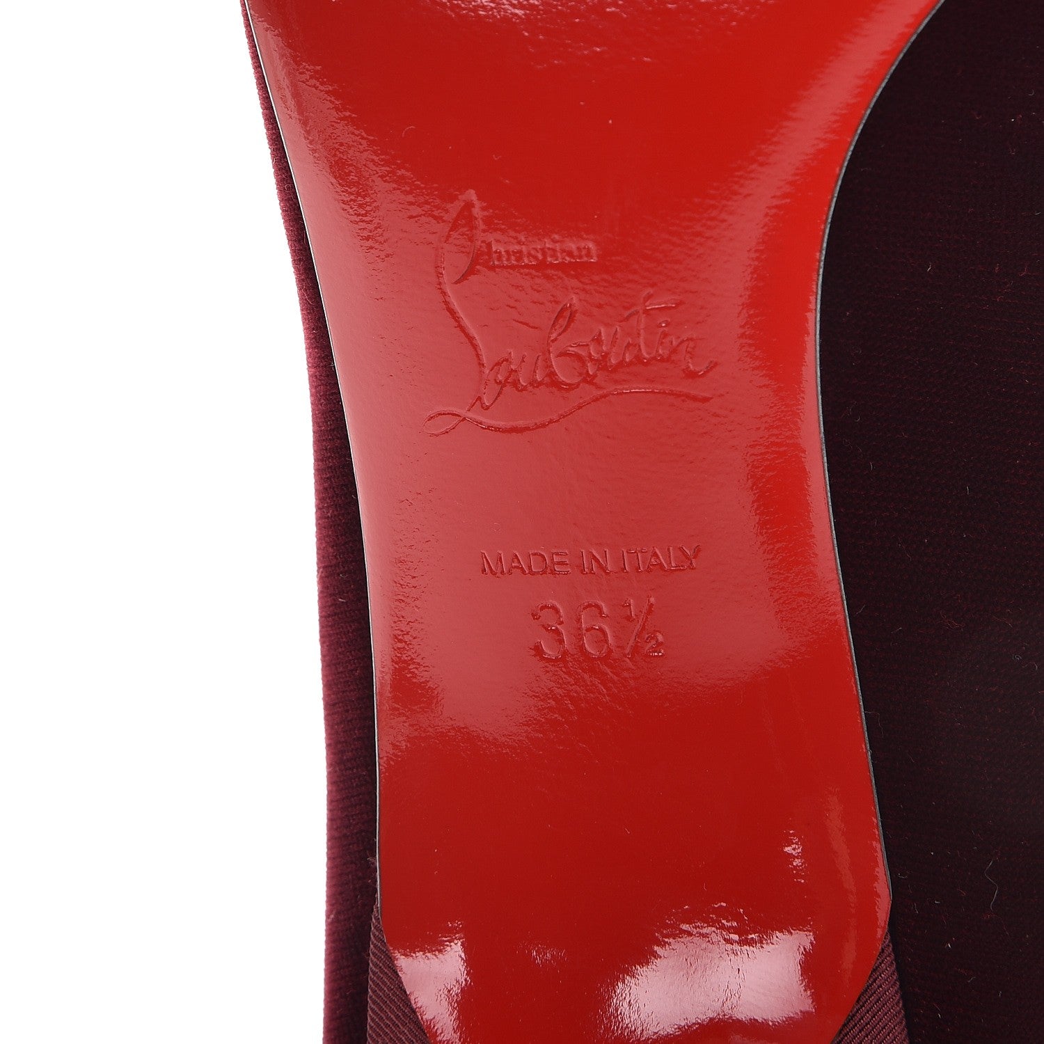 Christian Louboutin Velvet Madame Menule Bow 55 Pumps 36.5 Wine 6 of 10