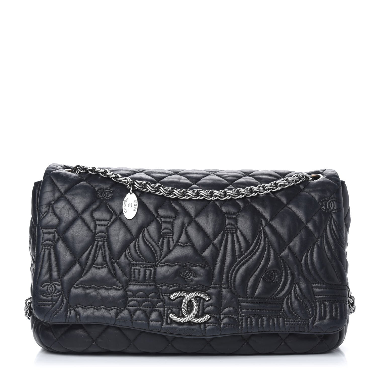 CHANEL【PARIS】 CHANEL Matelasse 25 Double Flap Chain Shoulder Bag Leather BK