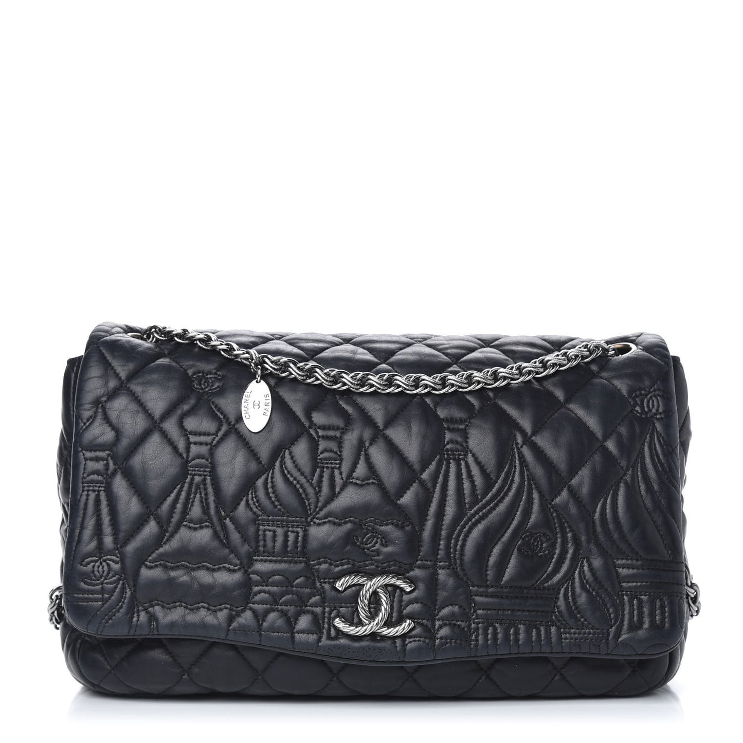 Lambskin Quilted Paris Moscou Red Square Flap Black