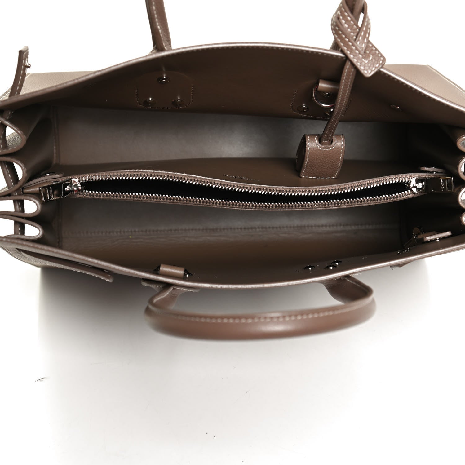 Saint Laurent Grained Calfskin Topstitch Small Classic Sac De Jour Taupe 4 of 11