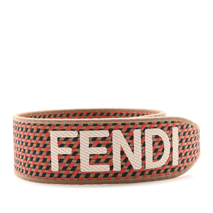 Fendi Ribbon Vitello King Logo Embossed Gingham Woven Adjustable Strap You 2 of 4