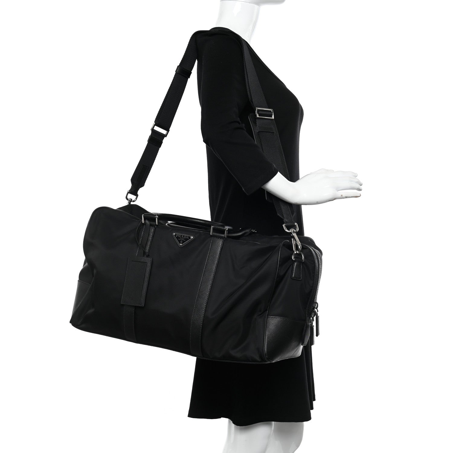 Prada Re-Nylon Saffiano Duffle Bag Black 2 of 9