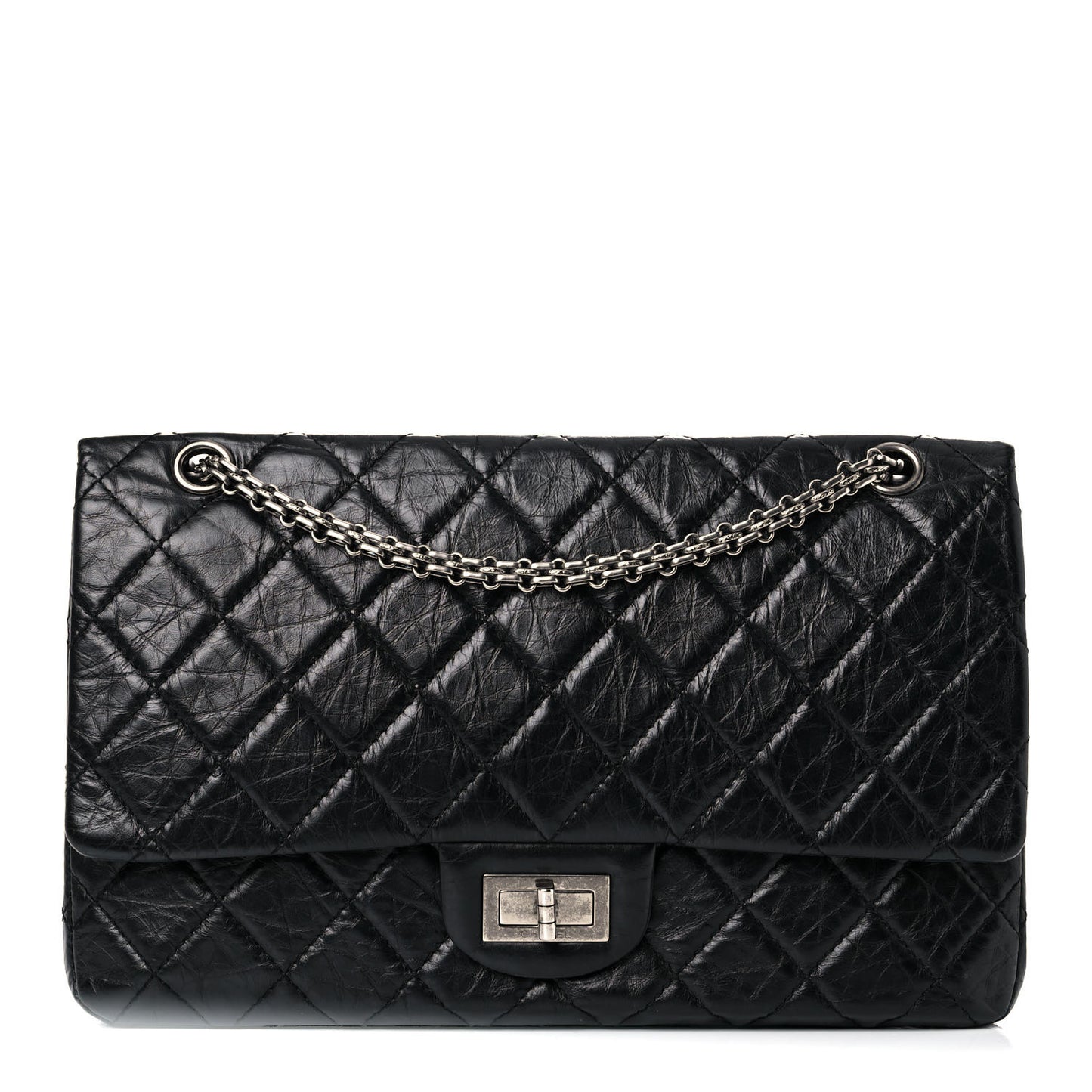 Aged Calfskin Quilted 2.55 Reissue 227 Flap Black