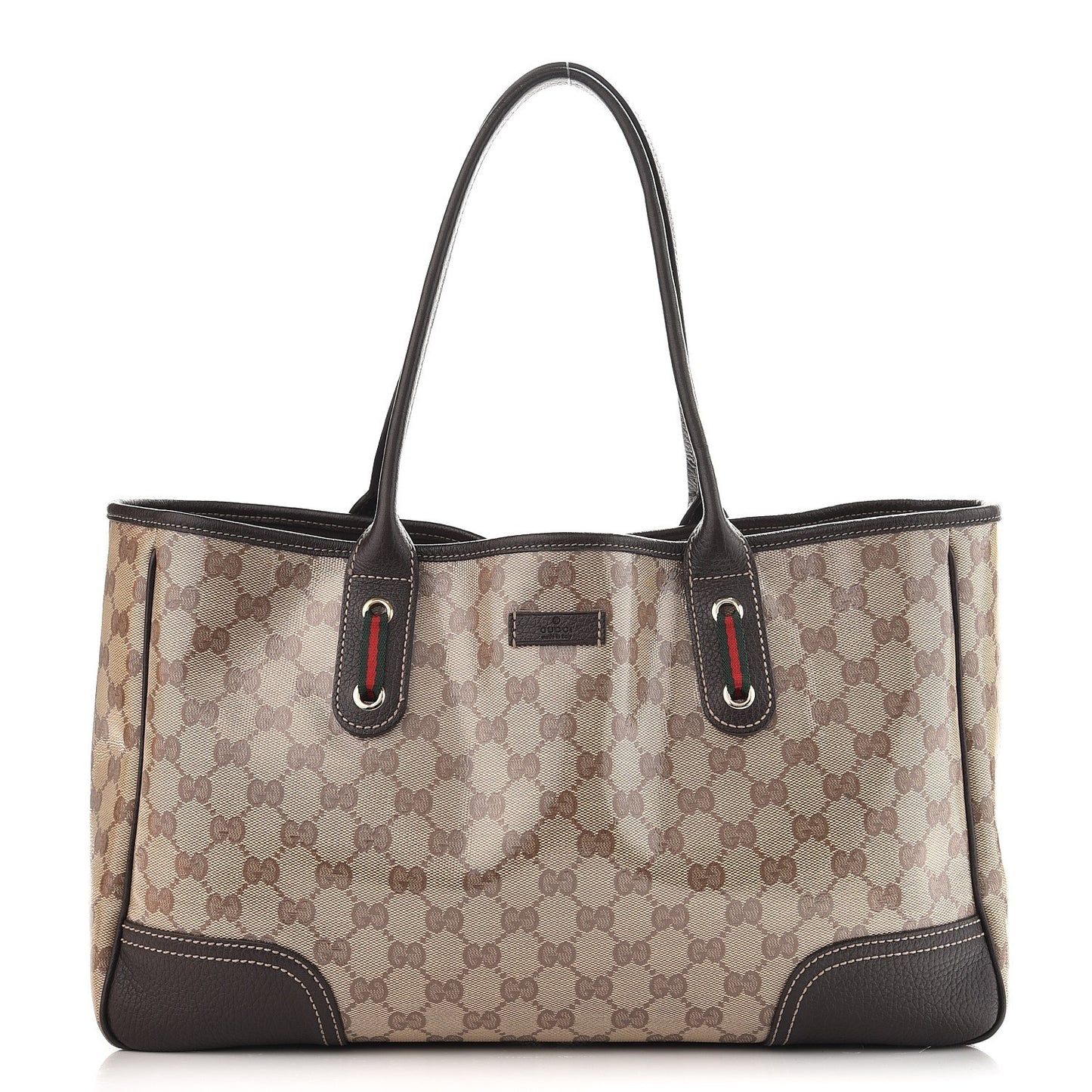 Crystal Monogram Medium Princy Tote Dark Brown